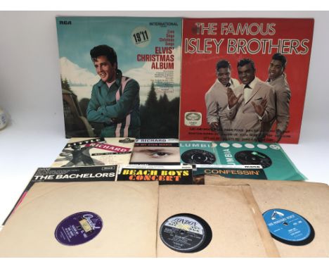 A collection of mainly rock n roll LPs, EPs, 7" singles and 78s by various artists including Elvis Presley, Gene Vincent, Bil