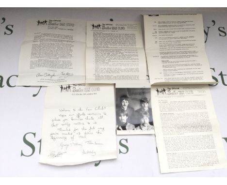 A collection of Beatles fan club memorabilia from 1967 and 1968 including covering letters, posters and a postcard with facsi