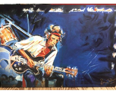 A limited edition and signed Ronnie Wood screenprint titled 'Pensive II' depicting fellow Rolling Stone Keith Richards with g