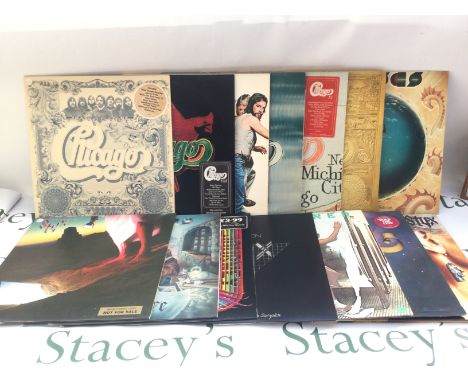 Fourteen soft rock LPs by various artists including Chicago, Styx, Foreigner, Journey and Kansas. Includes three promo copies