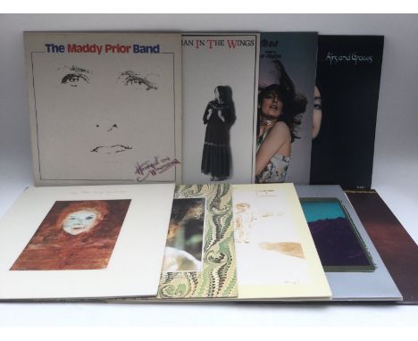 Nine female folk singer LPs by Maddy Prior, Dory Previn and June Tabor.