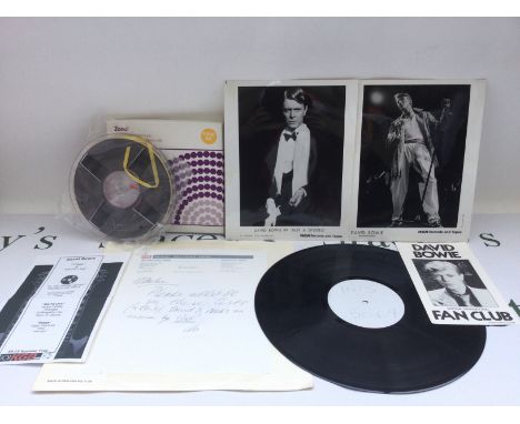 An RCA reissue test pressing of the David Bowie 'Hunky Dory' LP with attached letter on EMI headed note paper, a David Bowie 