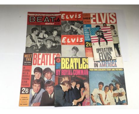 A collection of Beatles and Elvis Presley publications comprising Beat Monthly, Elvis Monthly and others.
