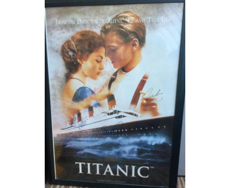 A multi signed US one sheet film poster for James Cameron's Titanic, signed by Leonardo DiCaprio, Kate Winslett, James Camero
