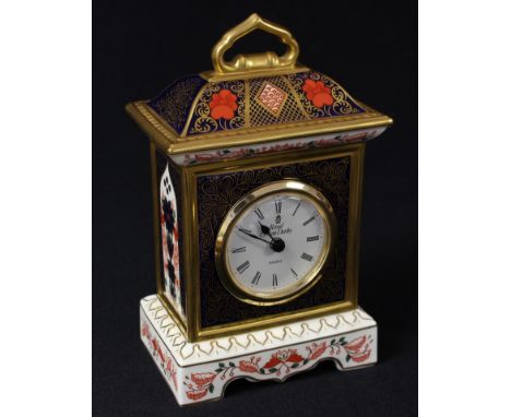 A Royal Crown Derby Old Imari mantel clock, printed marks 