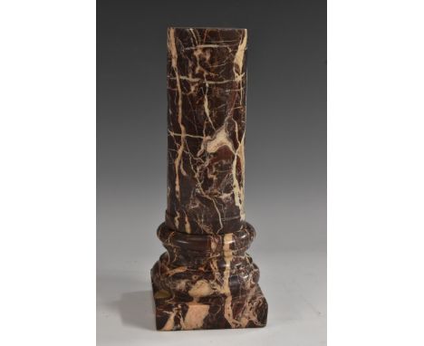 A Grand Tour type marble library model, of a column, square base, 26.5cm high 