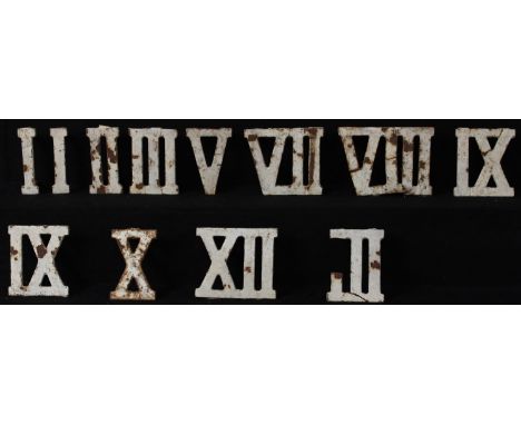 Advertising, Architectural Salvage, Horology Interest - a collection of early 20th century painted cast iron Roman numerals, 