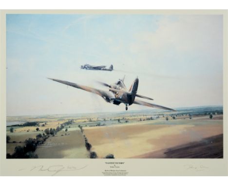 ROBERT TAYLOR (BRITISH, B.1946) 'Fastest Victory'. Denys Gillam, flying a 312 Sqn Hurricane shoots down a Ju88 as he takes of