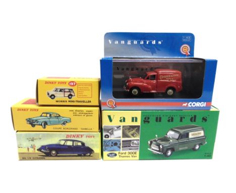 FIVE ASSORTED DIECAST MODEL VEHICLES  by Atlas Dinky (3) and Lledo / Corgi Vanguards (2), each mint or near mint and boxed. 