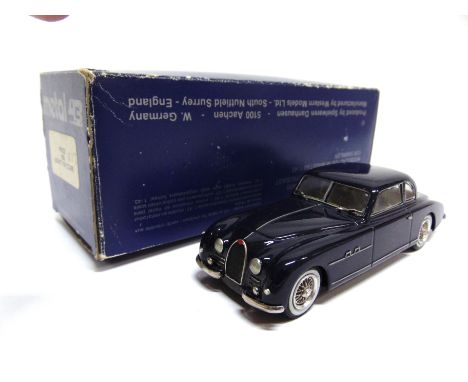 [WHITE METAL]. A 1/43 SCALE METAL 43 NO.PIN221, 1953 BUGATTI 101 COUPE dark blue, mint or near mint, boxed, the box end stamp