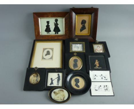 A PARCEL OF TWELVE MIXED LATE 19th/EARLY 20th CENTURY PORTRAIT SILHOUETTES, majority of children, mixed sizes and frames