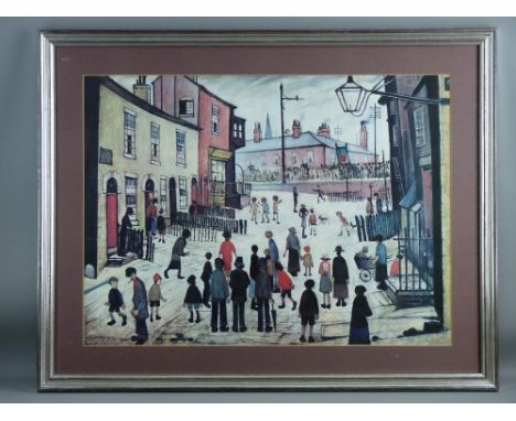 L S LOWRY coloured print - 'A Procession', 44 x 60 cms