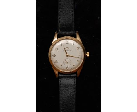 Garrard - a gentleman's 9ct gold wristwatch, silvered dial, Arabic numerals, subsidiary seconds, manual wind movement, case  