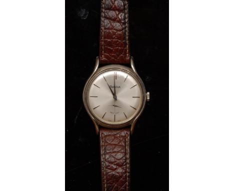 Bulova - a gentleman's Mechanic wristwatch, silvered dial, baton indicators, subsidiary seconds, manual wind movement, open g