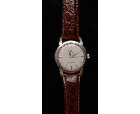 Omega - a Seamaster automatic chronometer wristwatch, white dial, gold baton markers, centre seconds, 353 cal automatic 17 je