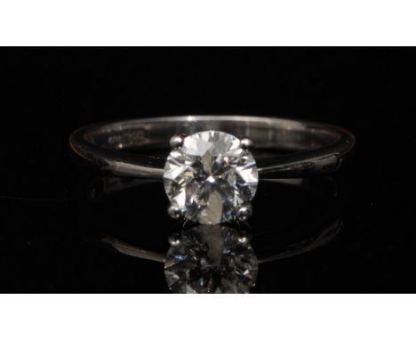 A diamond solitaire ring, round brilliant cut diamond, approx 1.0ct, 18ct white gold shank, size 01/2, 3.8gross