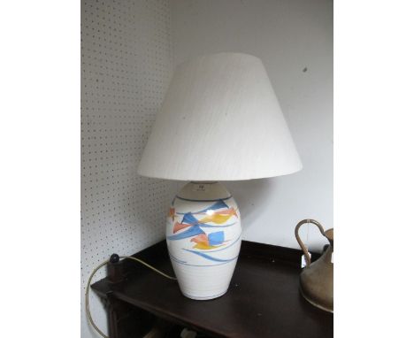 A LOUIS MULCAHY POTTERY LAMP of baluster form with shade 60cm high
