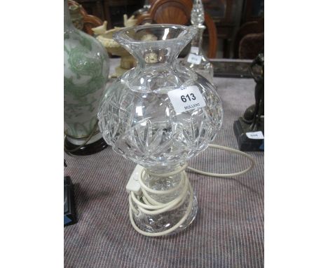 A WATERFORD TWO PART TABLE LAMP with cut glass decoaration