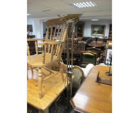 AN OXIDIZED FLOOR STANDARD LAMP with uplighter and reading lamp 192cm high
