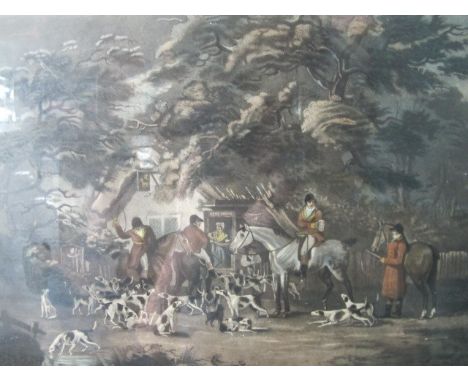 A SET OF FOUR HUNTING PRINTS depicting fox hunting scenes early 20th Century