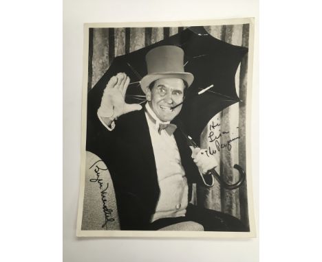 A signed photo Burgess Meredith, actor who played The Penguin in the original 1960s Batman TV series, approx 20cm x 25cm.
