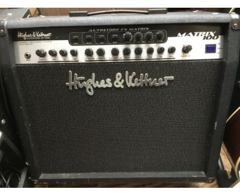 A Hughes &amp; Kettner Matrix 100 guitar amplifier and foot pedal.
