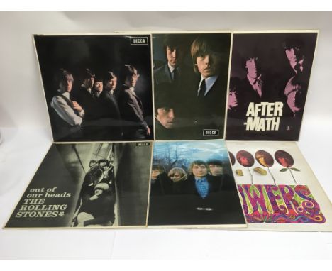 The first six Rolling Stones LPs, some early UK pressings. Condition generally VG+, 'Out Of Our Heads' has some small scratch