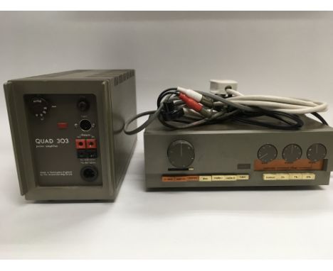 A Quad 303 power amplifier and a Quad 33 pre amp control unit (2).