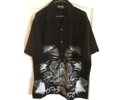 An original Rolling Stones 'Tattoo You' short sleeve shirt in black by Dragonfly Clothing Company, size large.