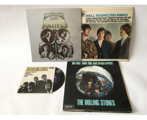 The Rolling Stones EP, 'High Tide' LP plus 'Something Else' by The Kinks and the 'Well Respected Kinks' compilation (4).