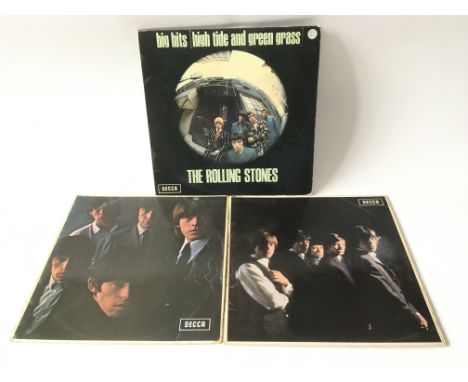 Three early UK pressings of Rolling Stones LPs comprising their self titled debut, 'No 2' and 'High Tide And Green Grass'. Co