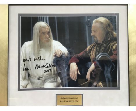 Two framed and glazed Lord Of The Rings signed photos comprising Ian McKellen, approx 55.5cm x 51.5cm and Miranda Otto, appro