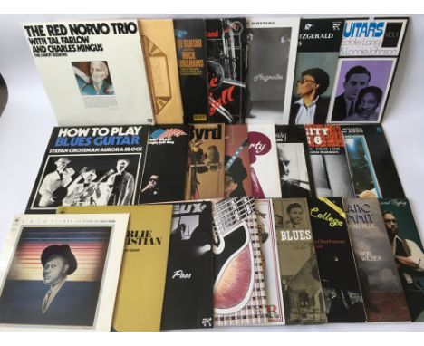 A collection of mainly blues and jazz LPs by various artists including Charles Mingus, Charlie Christian, Ruby Braff, Joe Pas