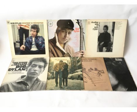 Seven Bob Dylan LPs including a first UK mono pressing of his self titled debut, 'Highway 61 Revisited', 'The Times They Are 