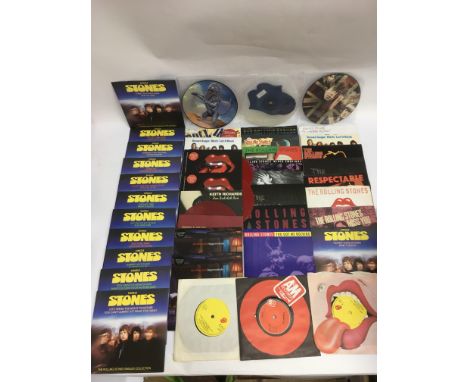 A collection of Rolling Stones 7inch singles including limited edition, picture discs and coloured vinyl pressings.