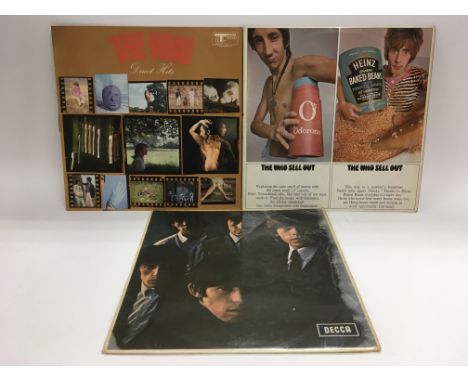 Three LPs comprising 'Rolling Stones No.2', 'The Who Sell Out' and 'The Who - Direct Hits'. Condition poor to good.