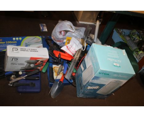 A QUANTITY OF ASSORTED ITEMS TO INCLUDE TOOLS ETC.