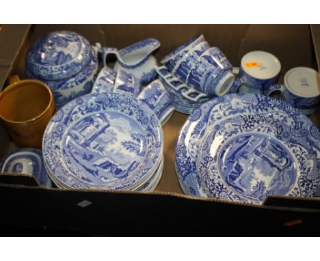 A TRAY OF MAINLY SPODE TEA &amp; DINNERWARE