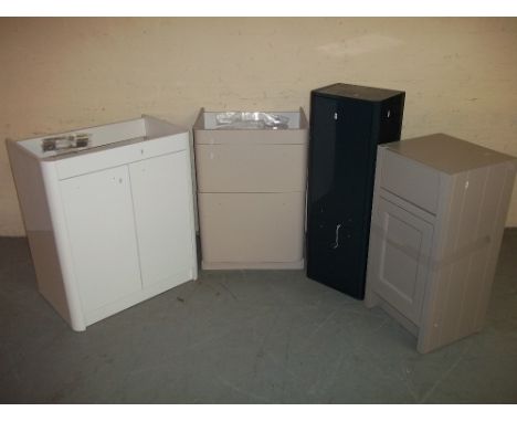 TWO BATHROOM SINK VANITY UNITS AND TWO STORAGE UNITS