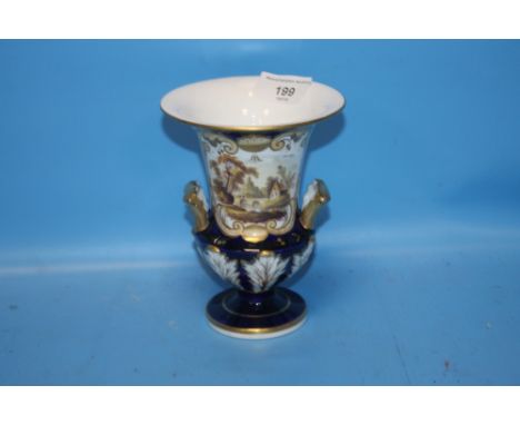 POSSIBLY ROYAL WORCESTER FLIGHT VASE WITH CRESCENT MARK, APPROX HEIGHT 15.5 CM, DIAMETER 12 CM