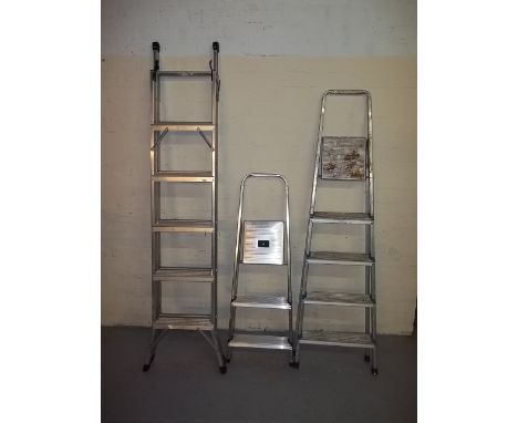 THREE ALUMINIUM STEP LADDERS