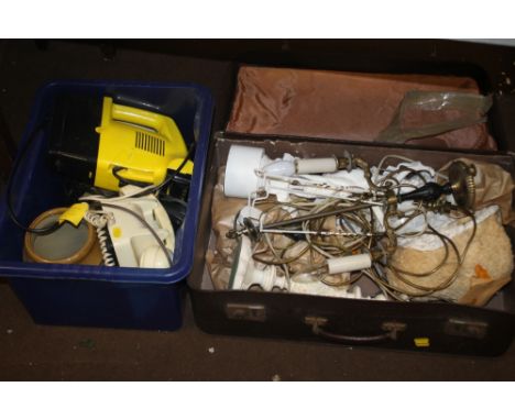 ASSORTED LAMPS, VINTAGE PHONE ETC.