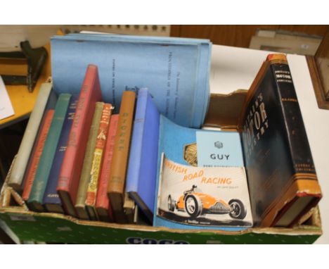 A BOX OF MOTORING BOOKS TO INCLUDE A BOOKLET ON GUY MOTORS "OVER A THIRD OF A CENTURY" , INSTITUTE OF MECHANICAL ENGINEERS PR