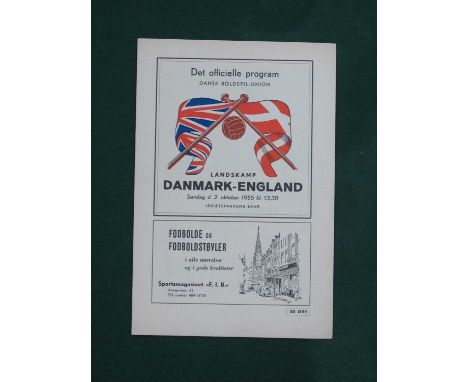 1955 Denmark v. England Football Programme at Copenhagen, dated 2nd October 1955. England won 5 - 1.