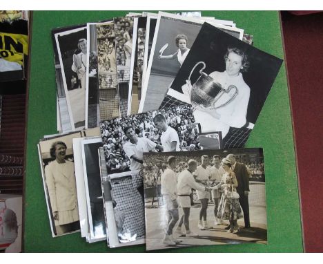 Tennis Press Photographs, including John Newcombe, 1976 Wimbledon Final, Bille Jean King, Lew Hoad, Bob Hewitt, Roger Taylor,