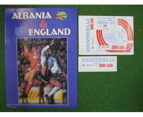 2001 Albania v. England Football Match Ticket 002482 Plus Programme, played on 28th March, 2001, World Cup qualifier. England