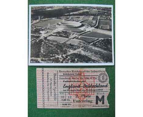 1938 Germany v. England Ticket for The International Match at Olympic Stadium, Berlin, dated 14th May, 1938. 2 Platz Unterrin