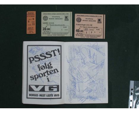 1981 Norway v. England Two Match Tickets, dated 9th September, 1981, plus Marienlyst Stadium Ticket (from day earlier), toget