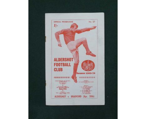 1970 Aldershot v. Bradford Park Avenue, dated 20th April 1970 (rusty staples). Bradford's last game in the football league