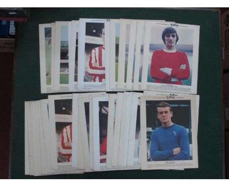 Typhoo Football Player Portrait Cards, large format including Best, Law, Ball, Hurst, Peters, Moore (50) many with pinholes t